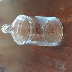 Vintage Clear Glass Rooster Canister with Gold trim Candy Jar Farmhouse